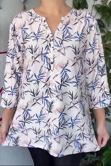 Nahikari | Printed V Neck Tunic Blouse