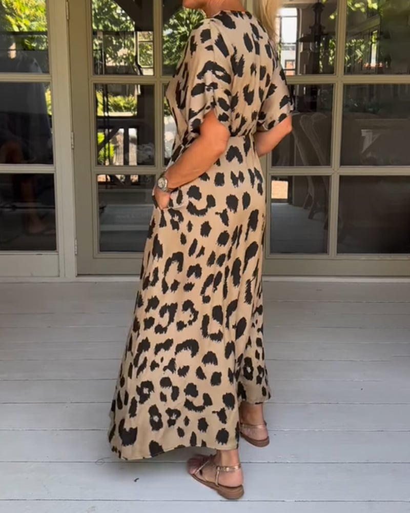 Kawtar | Maxi Dress Animal Print V Neck