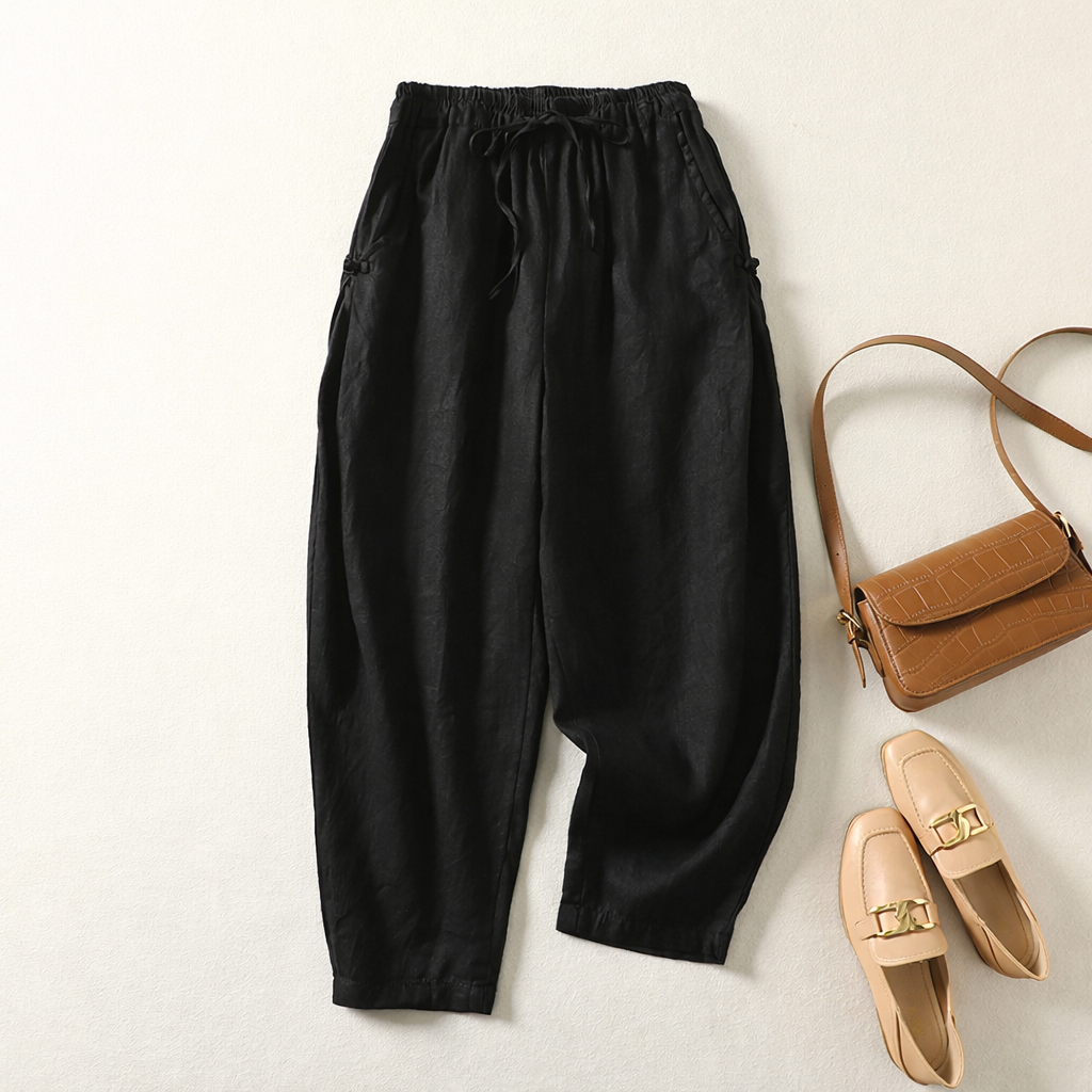 Zerelda | Loose Drawstring Barrel Leg Trousers