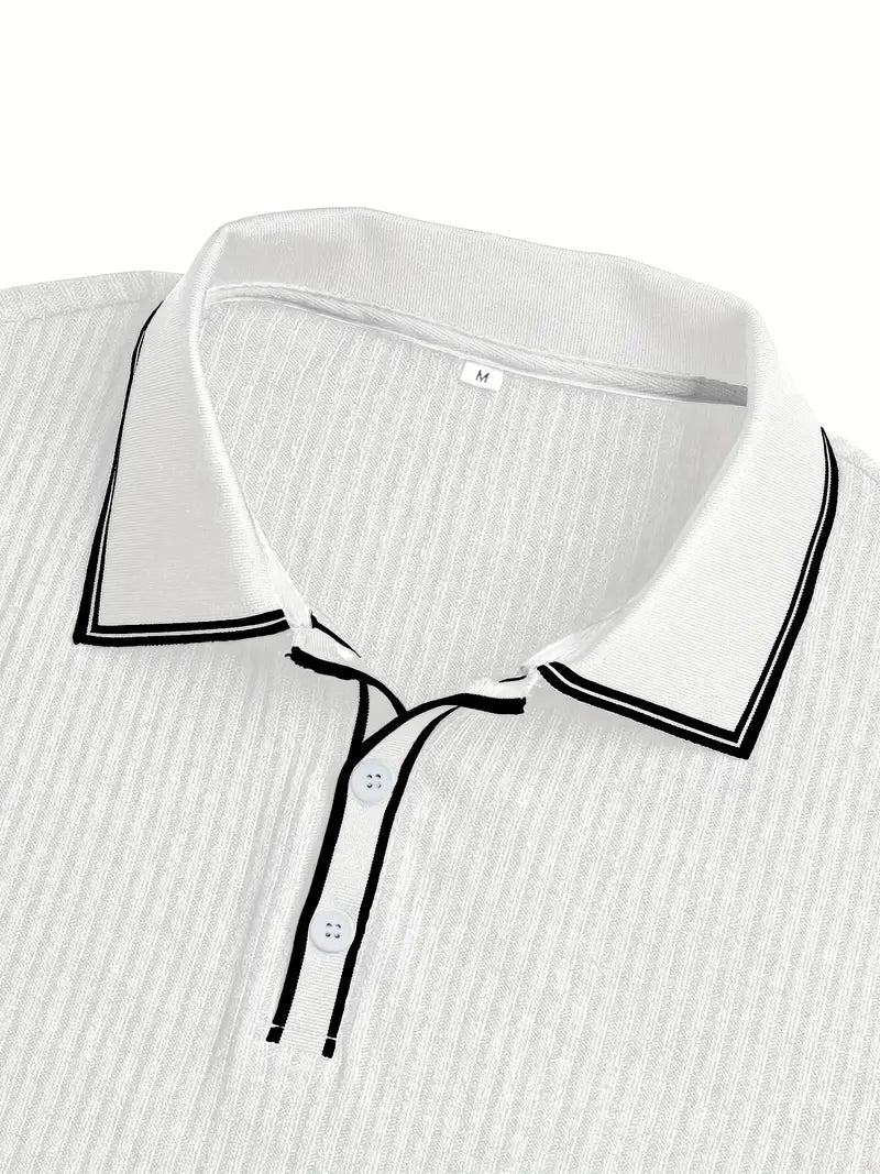 Orestis - Ribbed Short Sleeve Contrast Polo Shirt