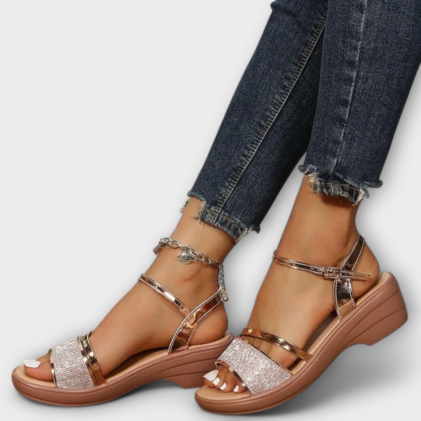 Finaya - Platform Wedge Sandals With Ankle Strap