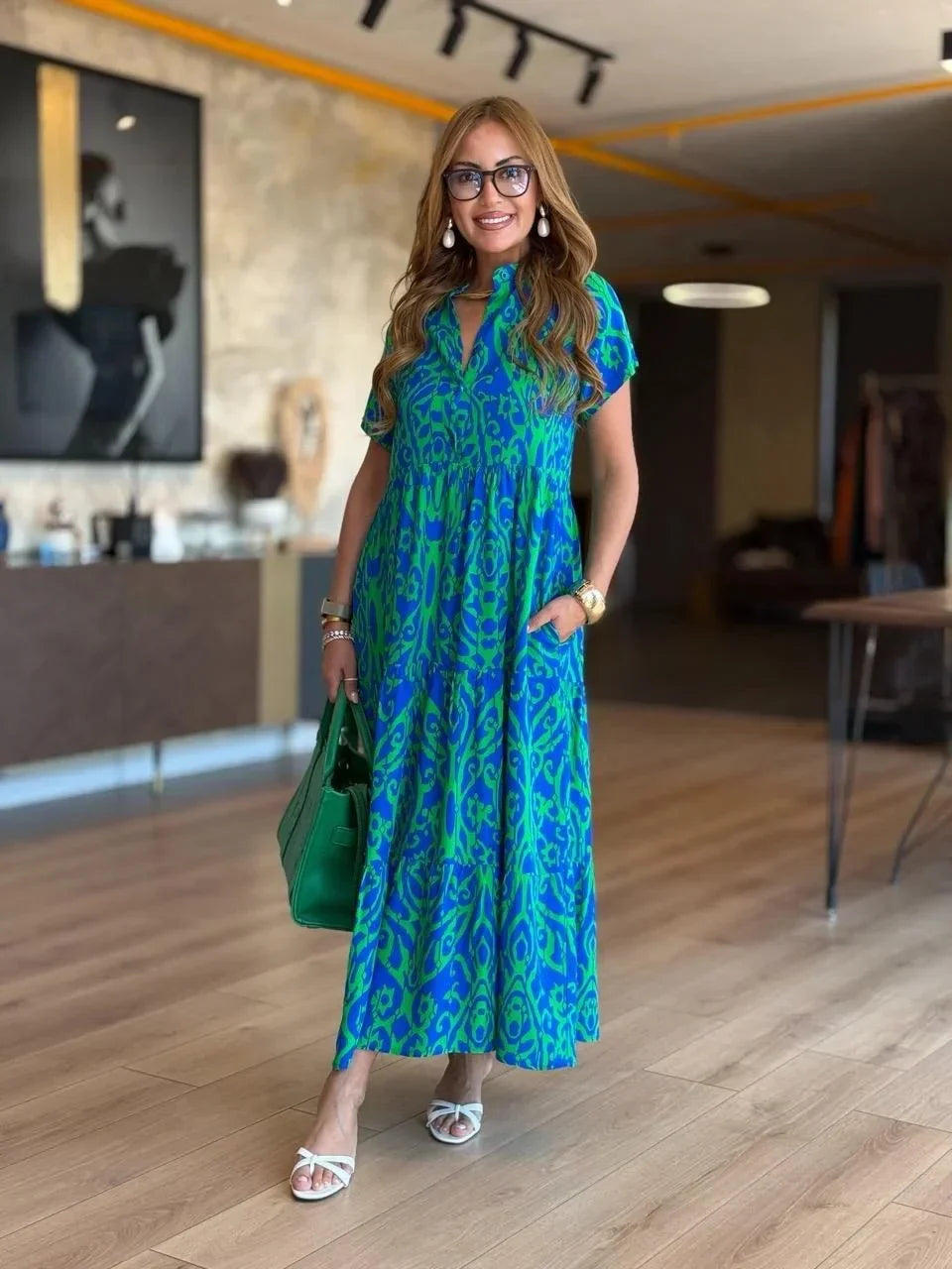 Jubilee | Printed Loose Fit A-Line Midi Dress