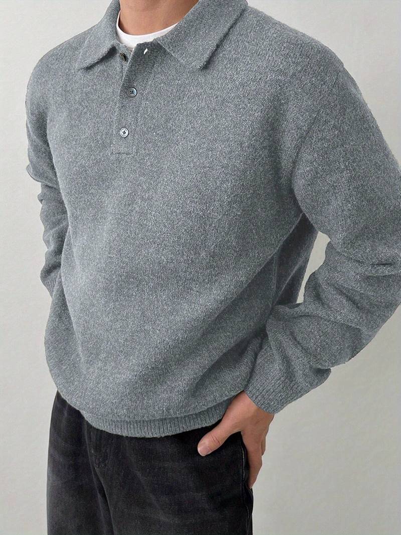 Eliran | Long Sleeve Textured Knit Polo Top