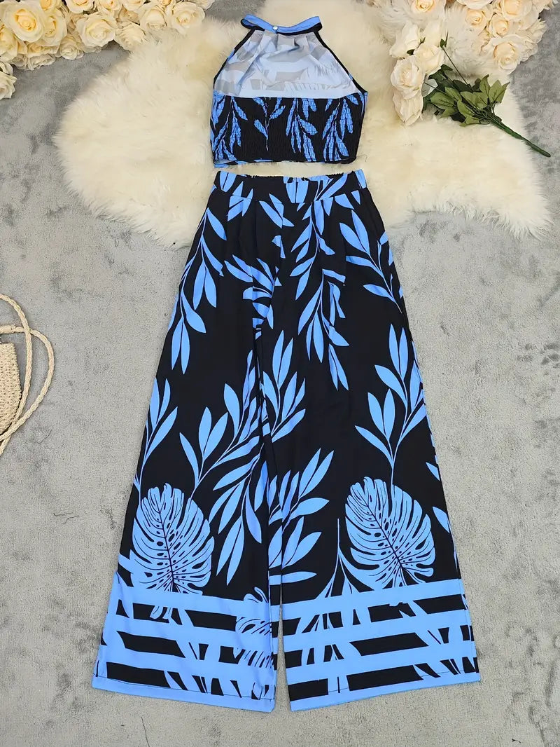 Zirina | Tropical Print Halter Two Piece Set
