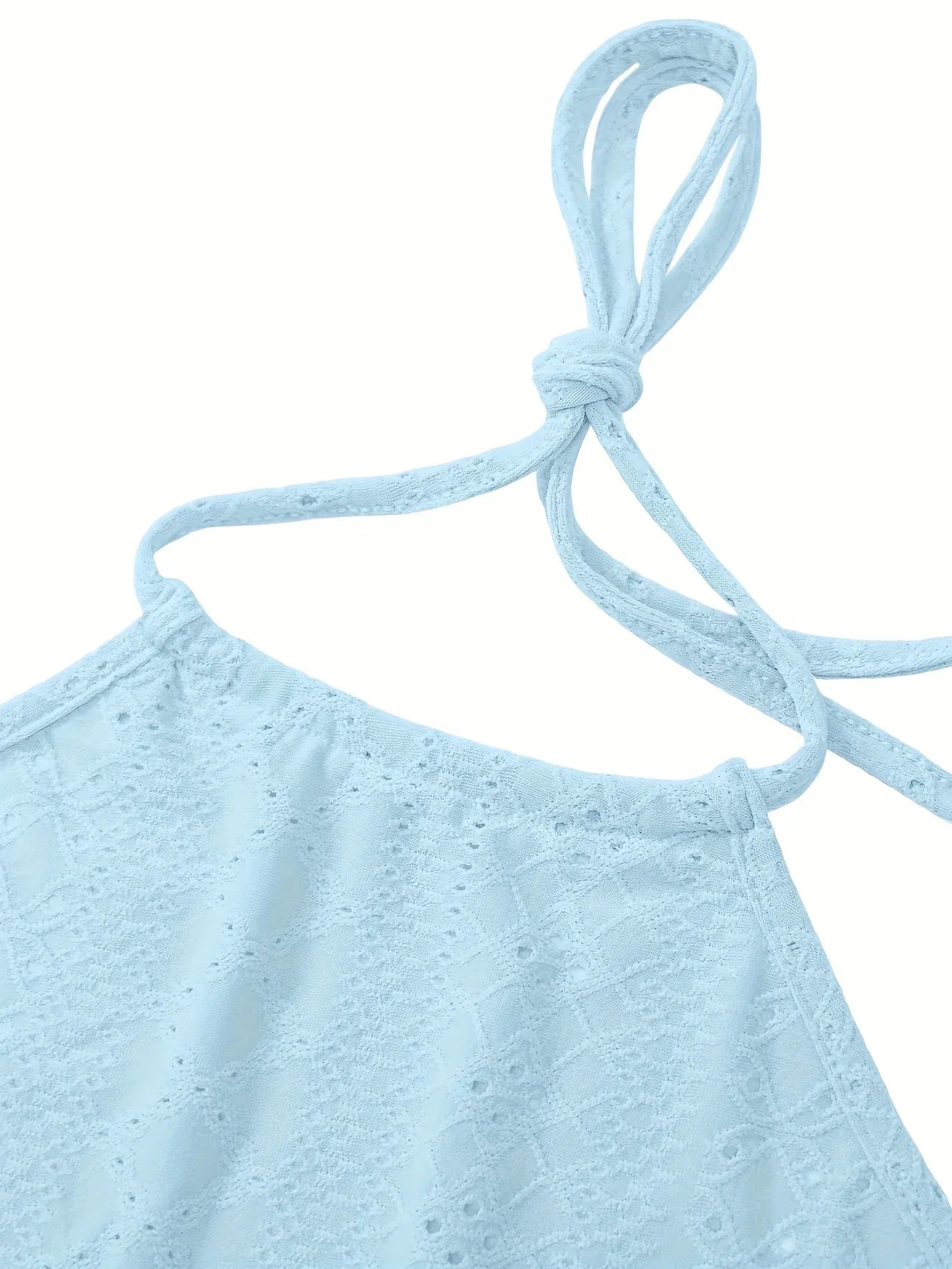 Despina | Halterneck Textured Crop Top Shorts Set