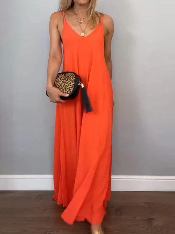 Jolanta | Sleeveless V Neck Maxi Dress