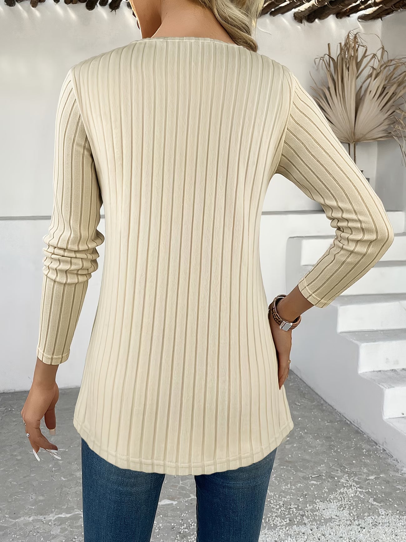 Lizeth | Ribbed Long Sleeve Printed Tunic