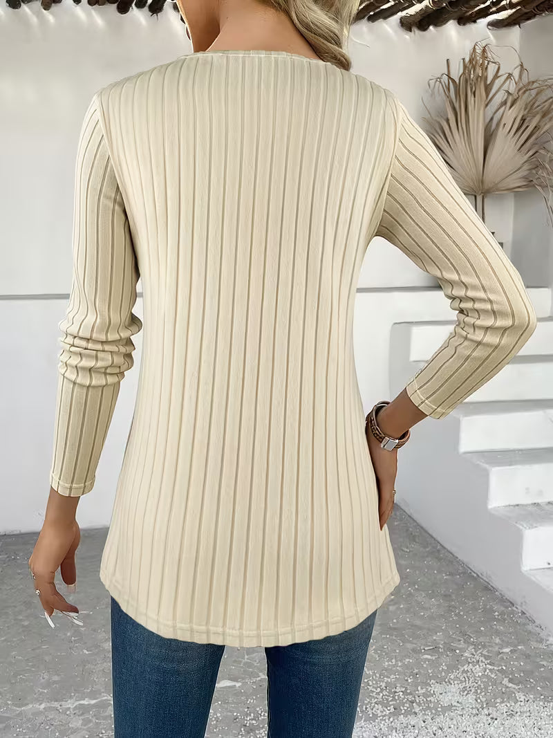 Florilitha | Ribbed Long Sleeve Printed Top