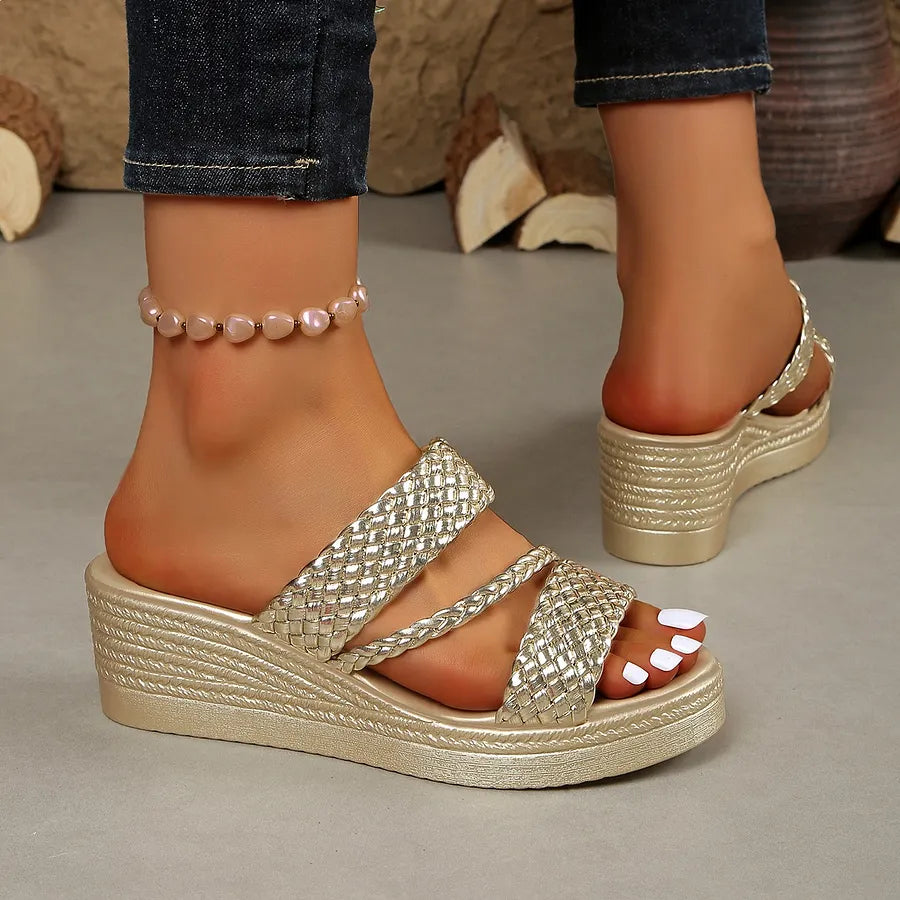 Kalwina - Wedge Braided Strap Sandals