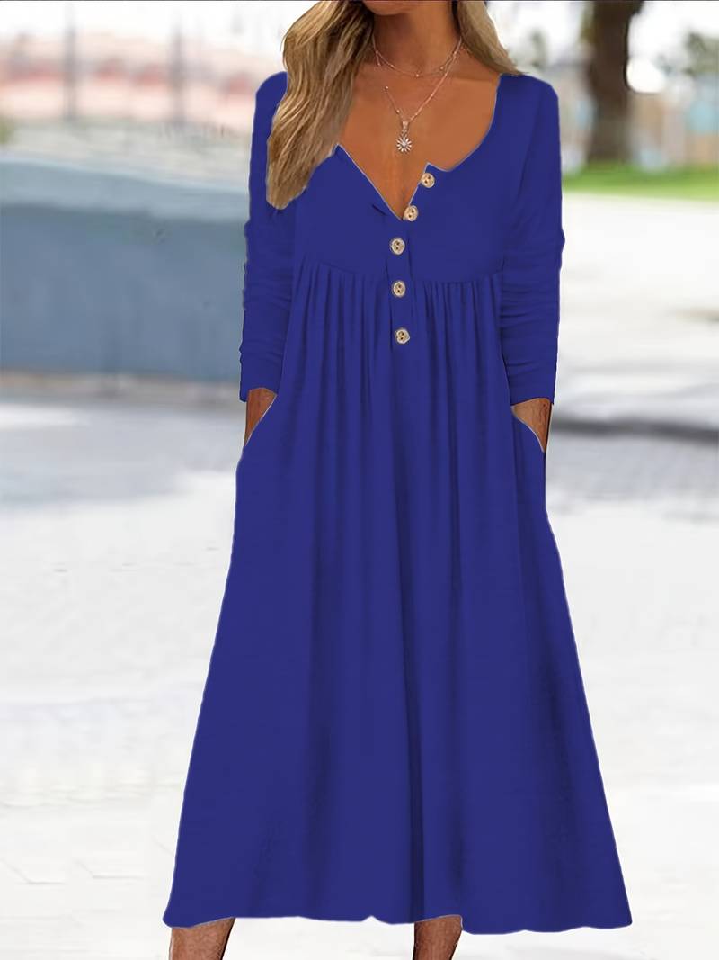 Imethma | Midi Dress Long Sleeve Button Front