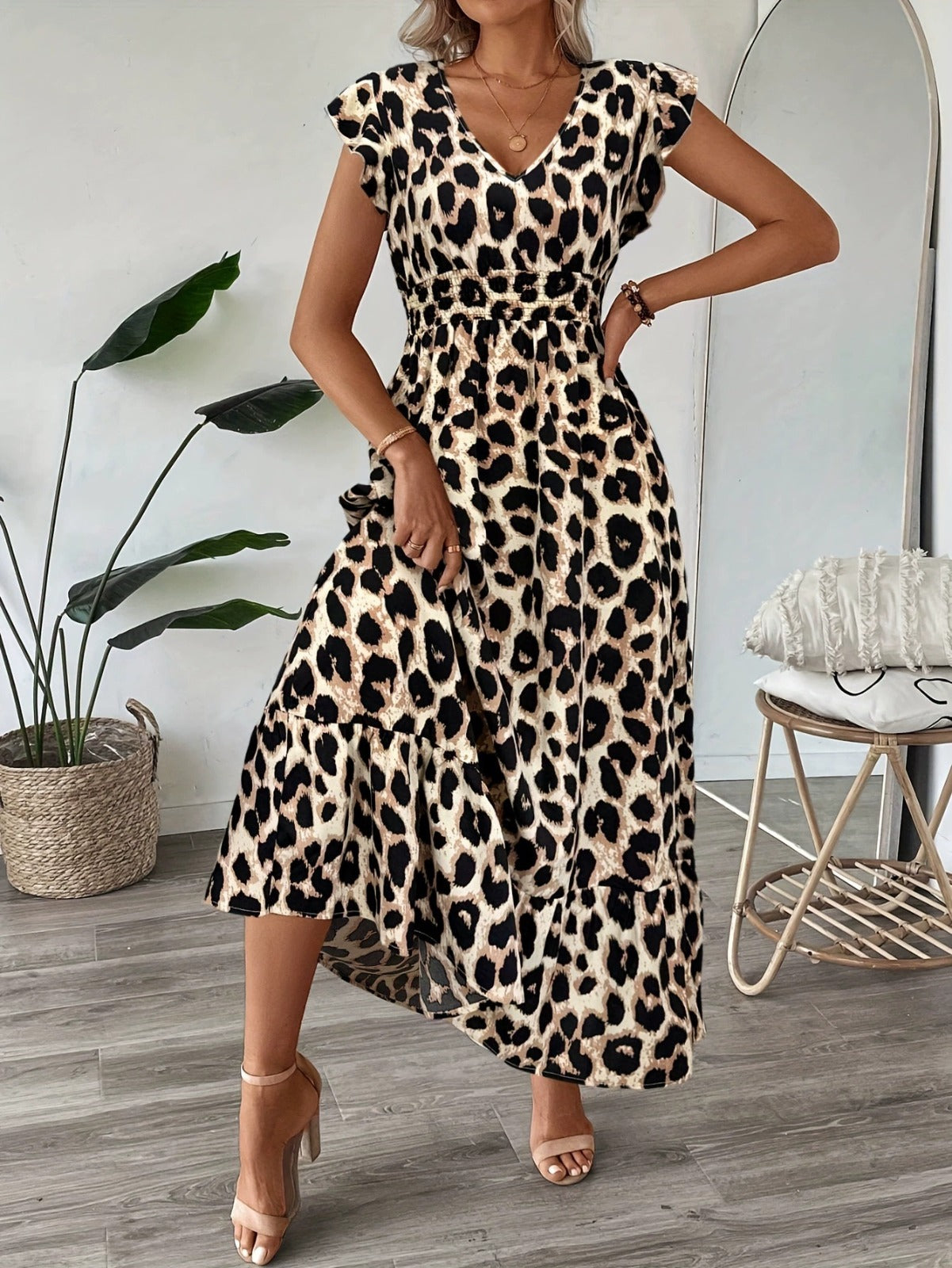Ranika | Sleeveless V Neck Printed Maxi Dress