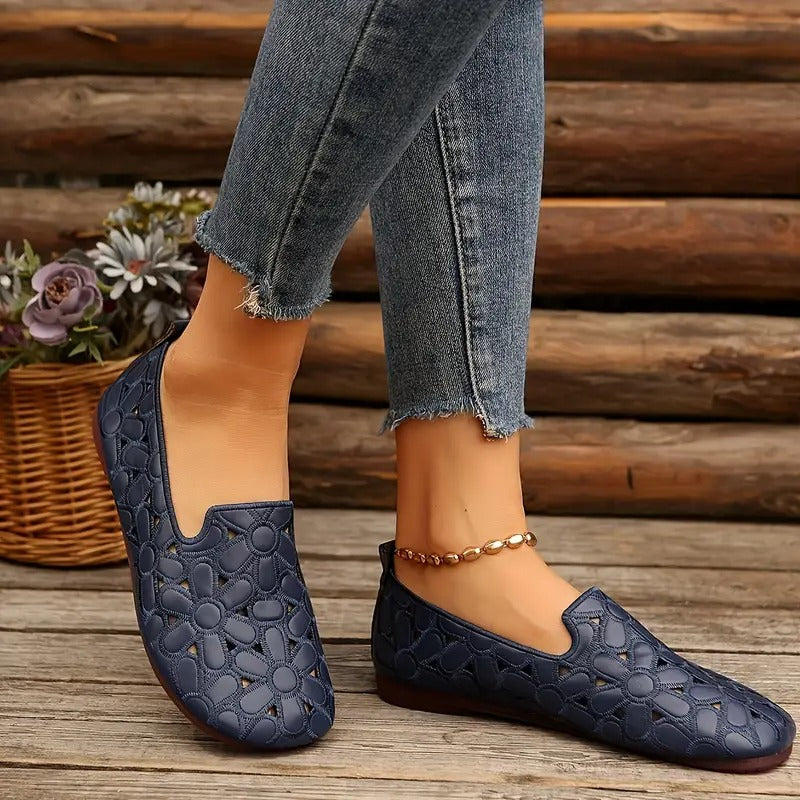 Veronica | Floral Cut Out Flat Shoes