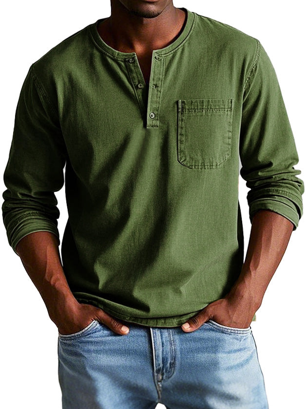 Gerry | Classic Casual Long Sleeve Henley Cotton Shirt