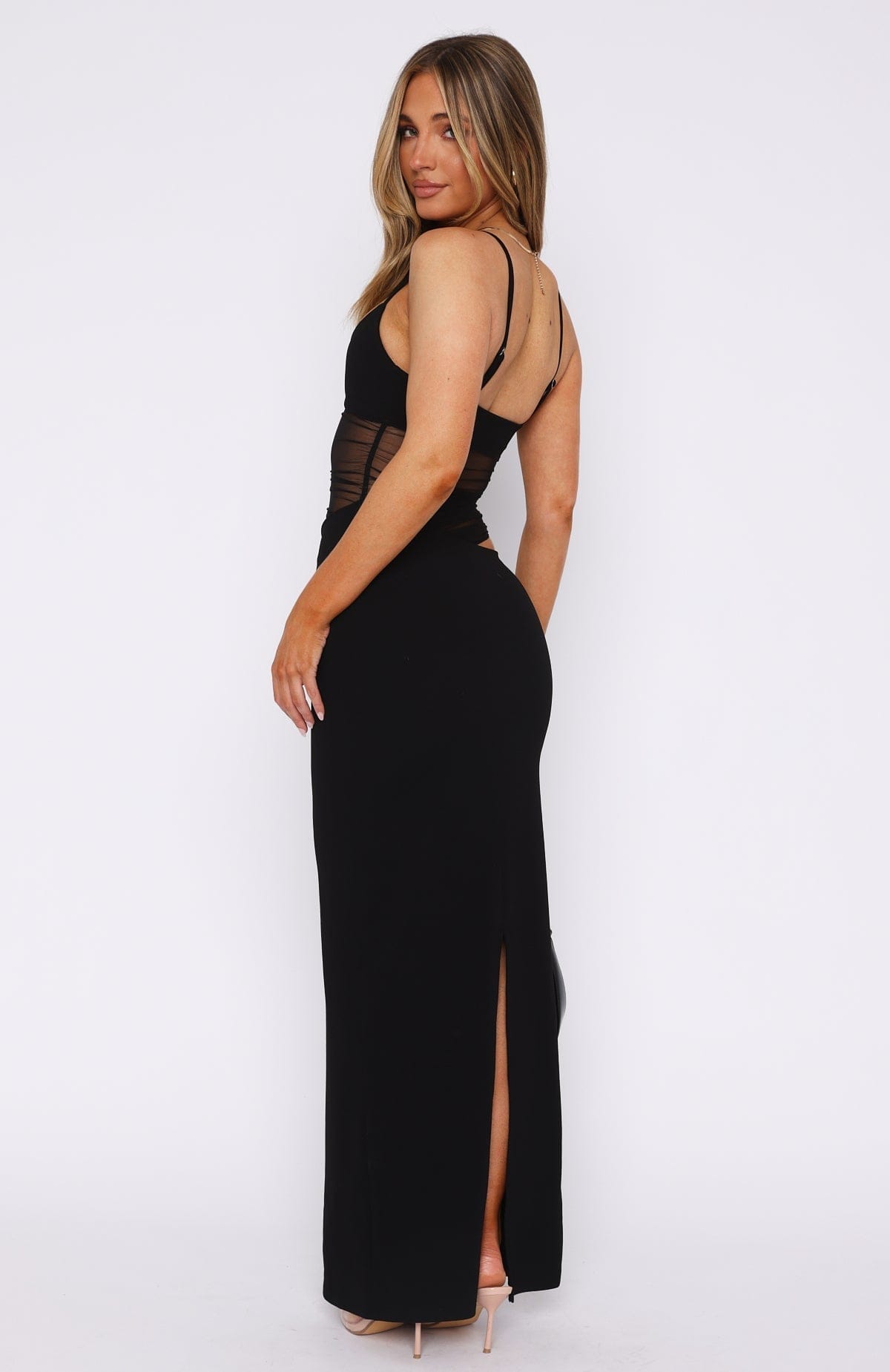 Aisling | Mesh Panel Bodycon Maxi Dress