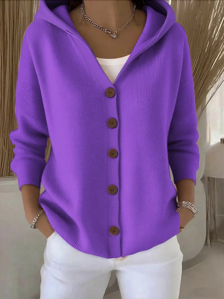 Annie | Hooded Cardigan Button-Front Long Sleeve
