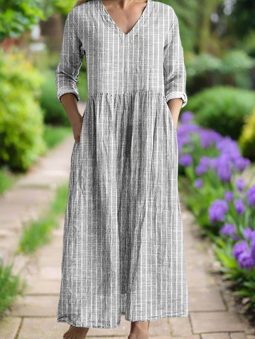 Gregoria | Striped V Neck Maxi Dress
