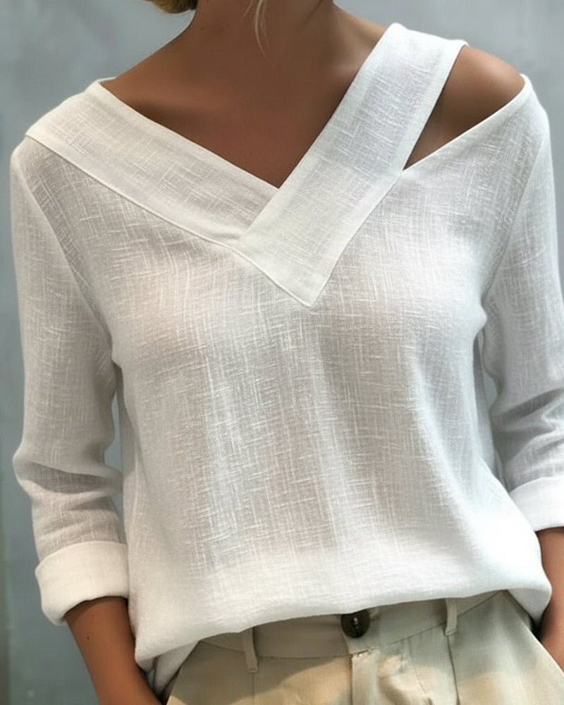 Makeeta | Cold Shoulder Linen Womens Blouse