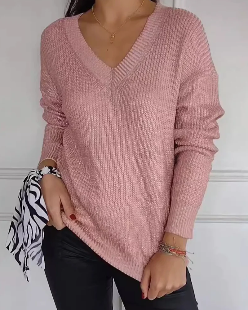 Natasja | V-Neck Long Sleeve Knitted Jumper