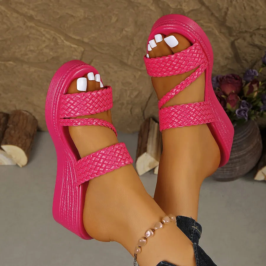 Kalwina - Wedge Braided Strap Sandals