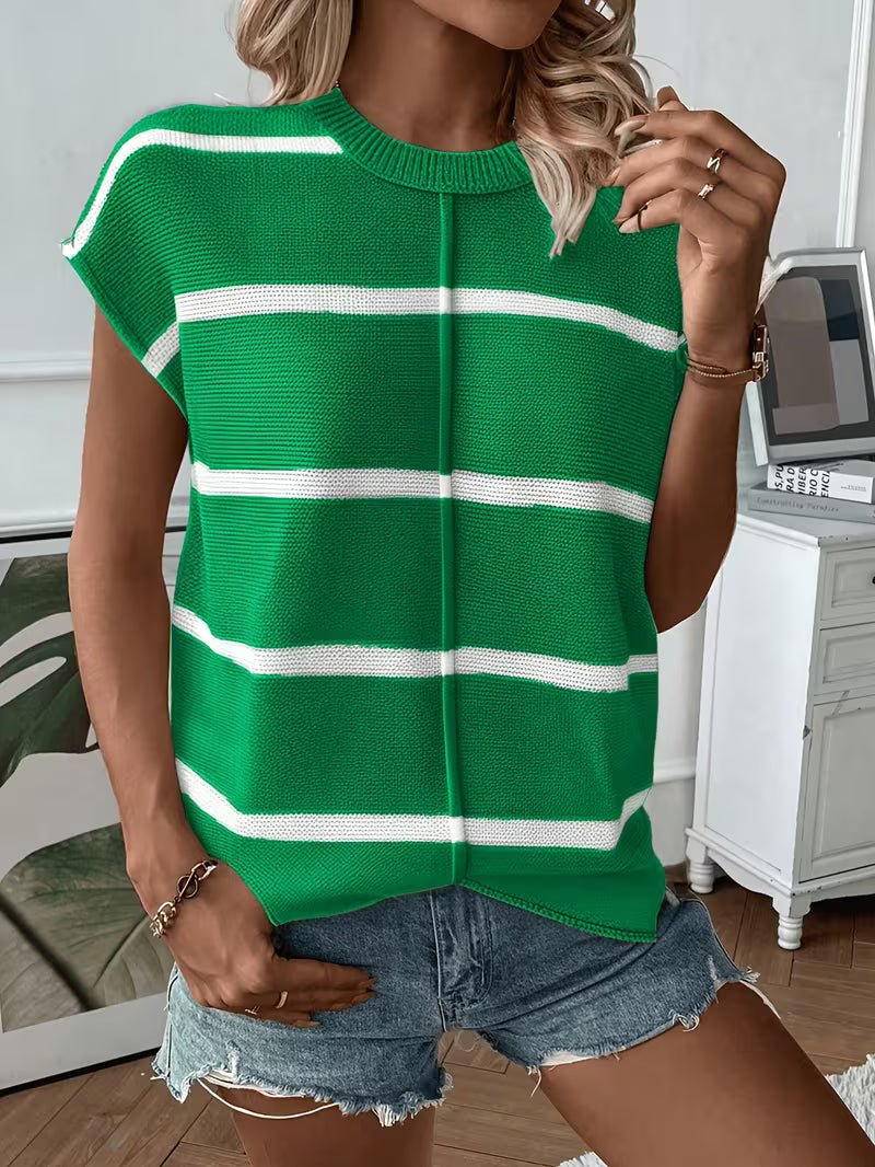 Enila | Striped Knit Jumper with Short Sleeves