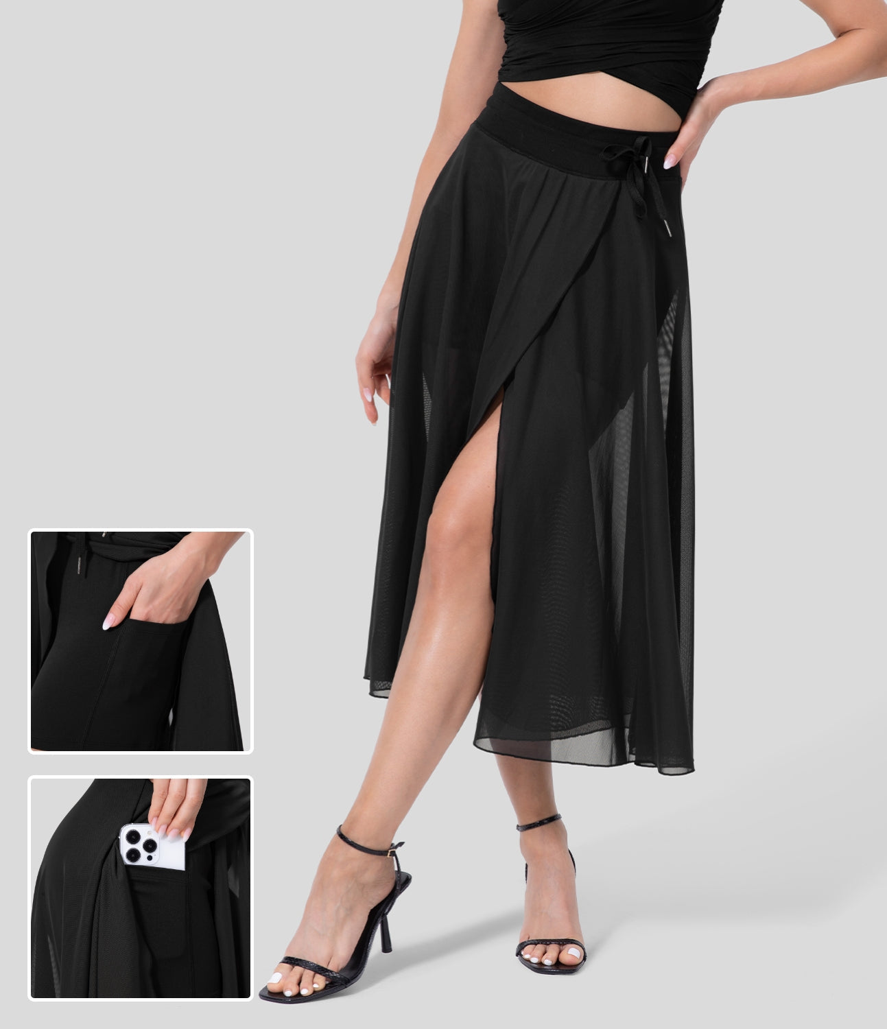 Eliara - High Waisted 2 In 1 Wrap Skirt Shorts