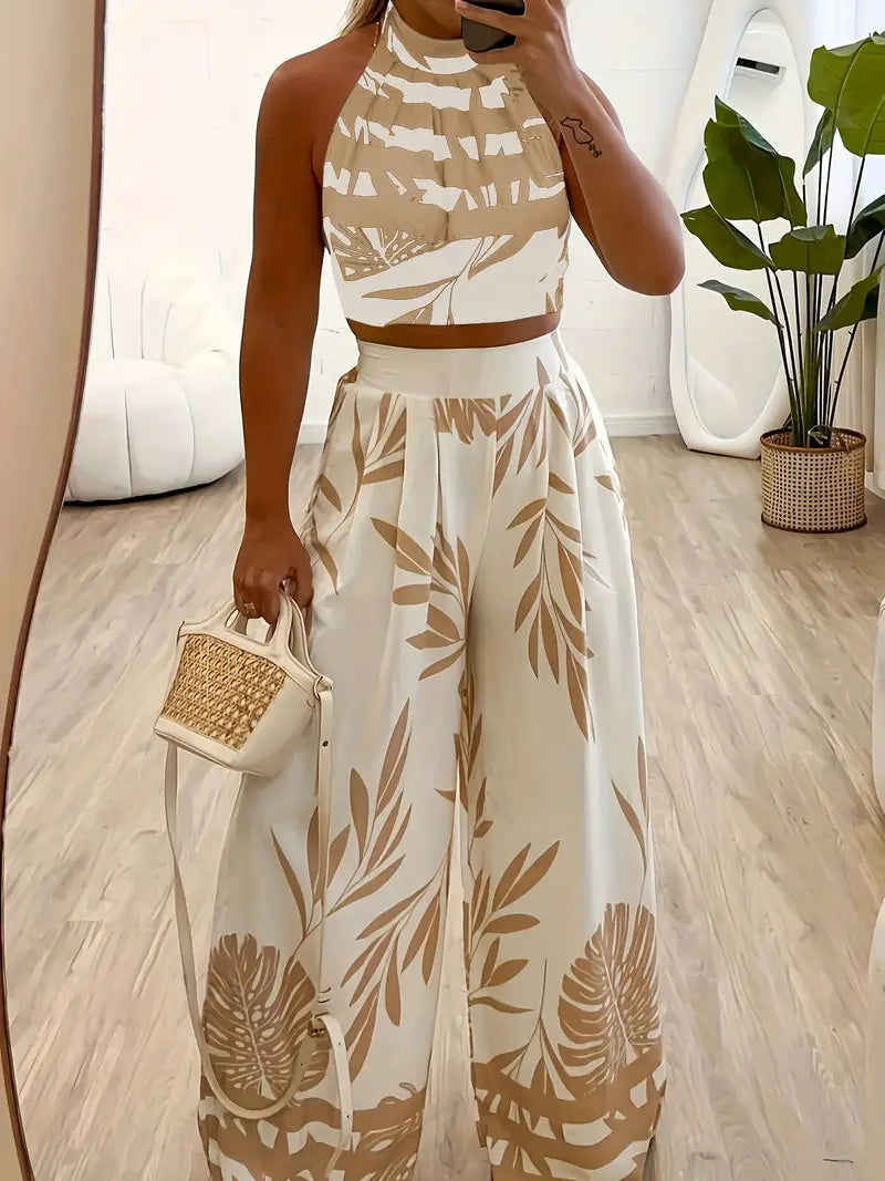 Zirina | Tropical Print Halter Two Piece Set