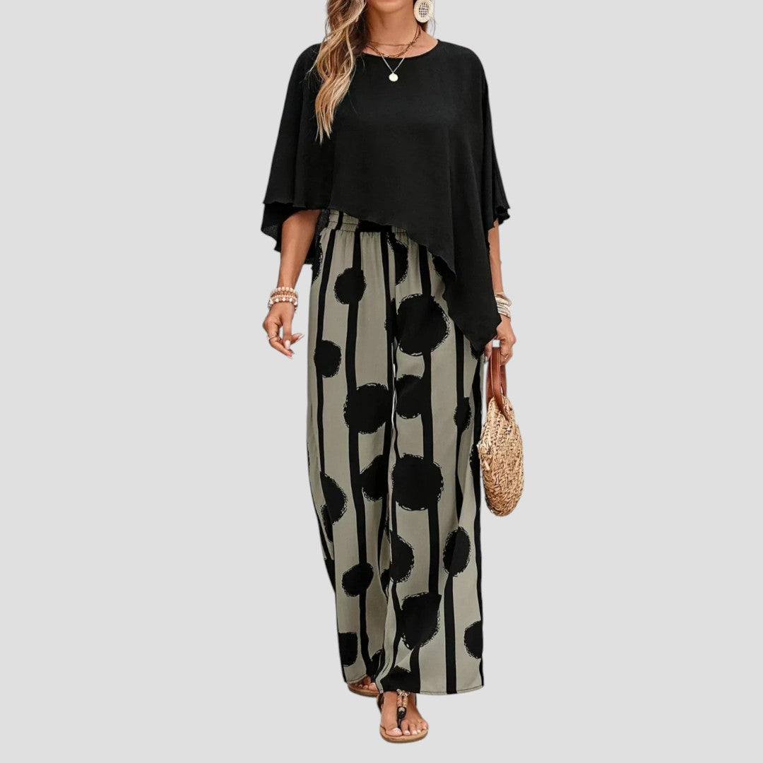 Paolina | Overlay Top Wide Leg Jumpsuit