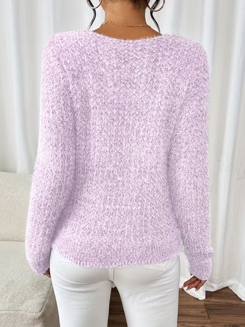 Aderah | V-Neck Textured Knit Jumper