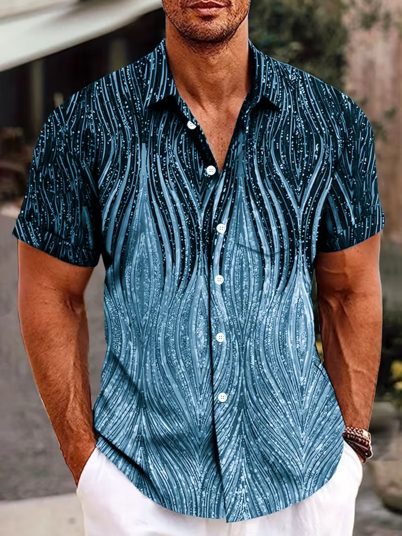Klenn - Short Sleeve Printed Button Up Shirt