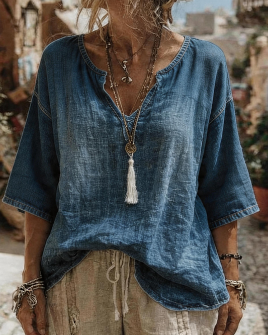 Syleena | V-Neck Relaxed Fit Blouse