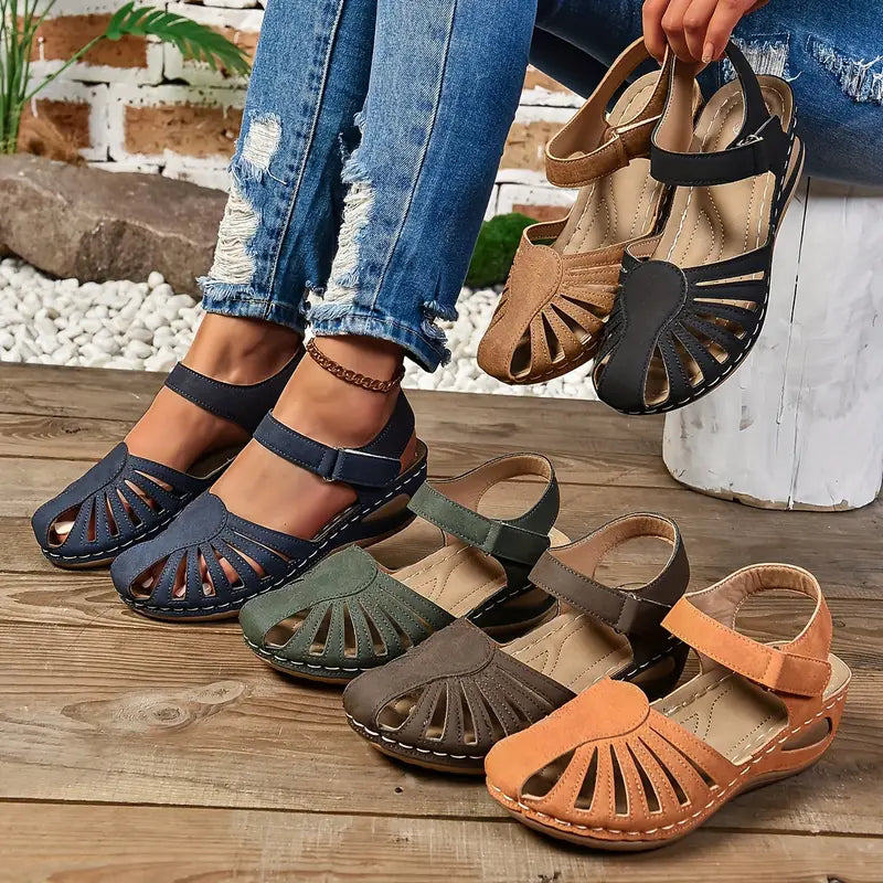 Rosana | Closed Toe Cut Out Flat Sandals