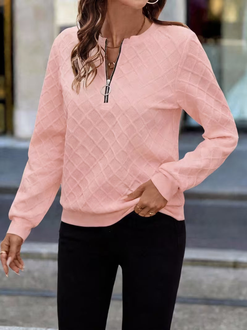 Juliet | Sweatshirt Long Sleeve Textured Quarter Zip Neck