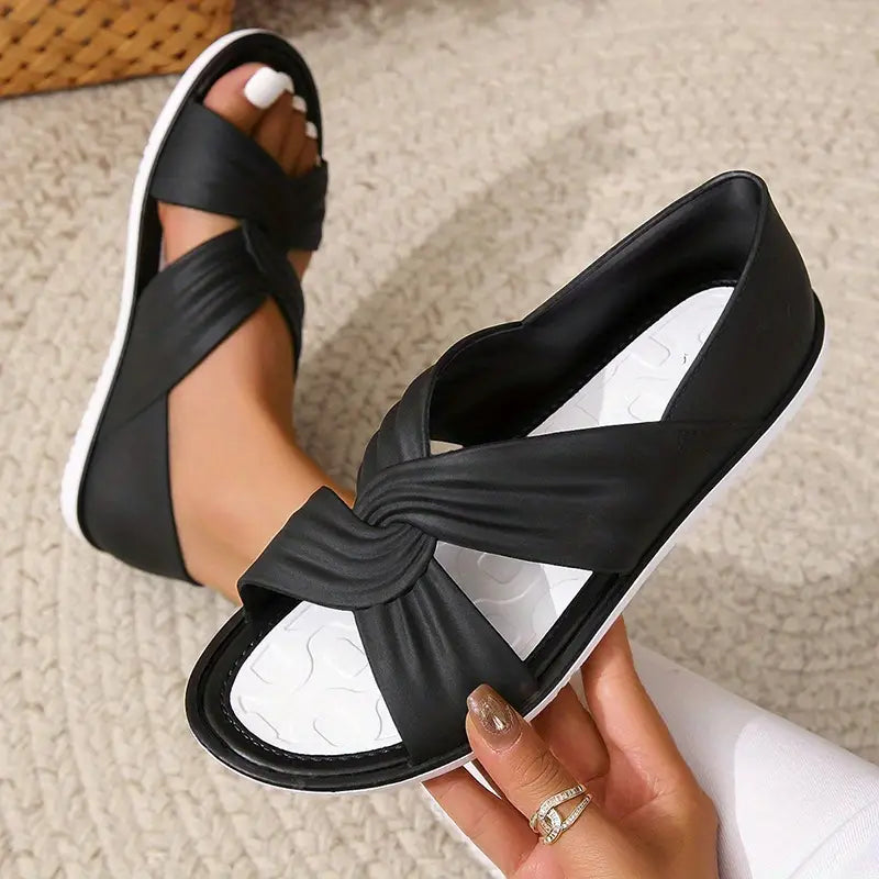 Lenja | Slide Sandals Cross Strap Open Toe