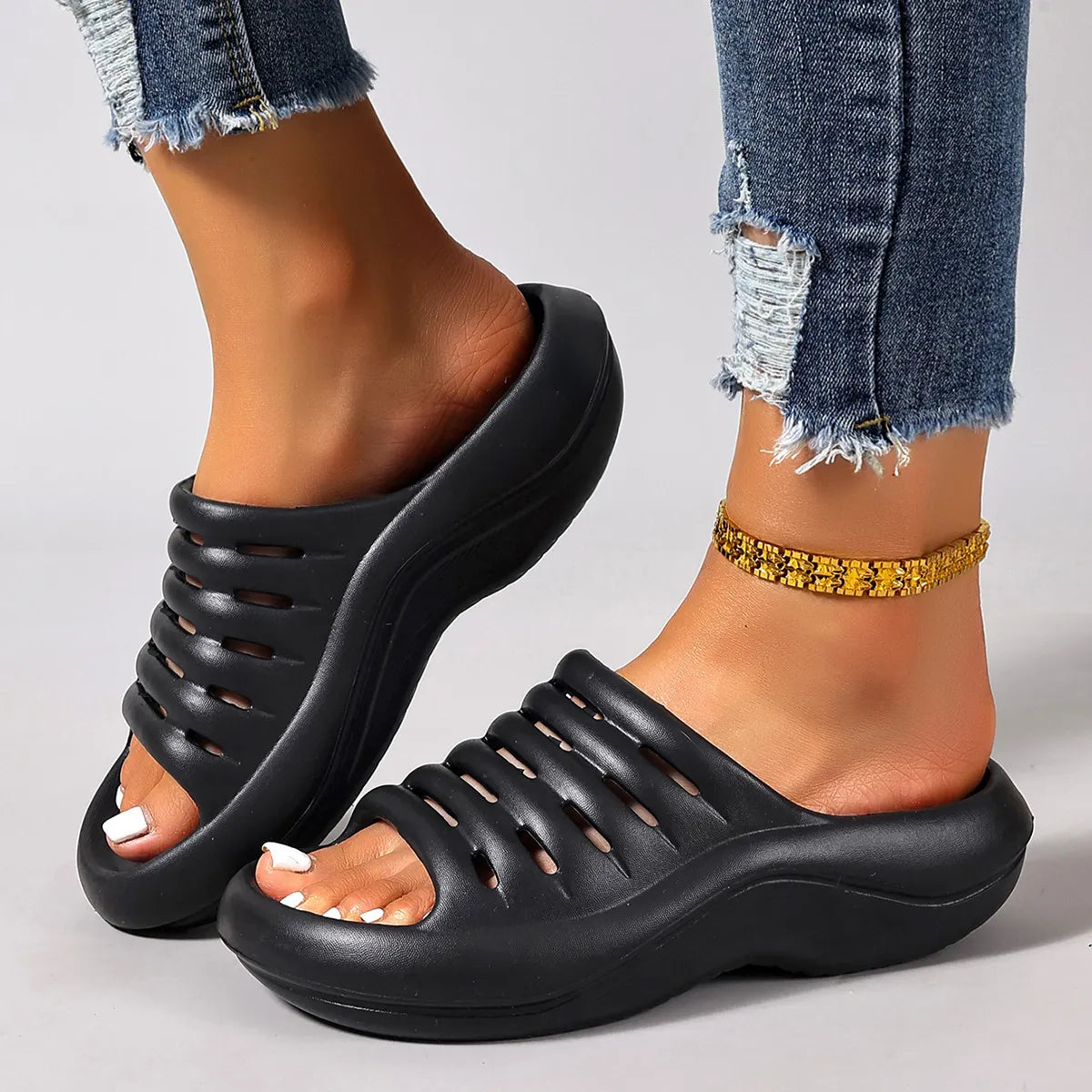 Aizada | Ventilated Platform Slide Sandals