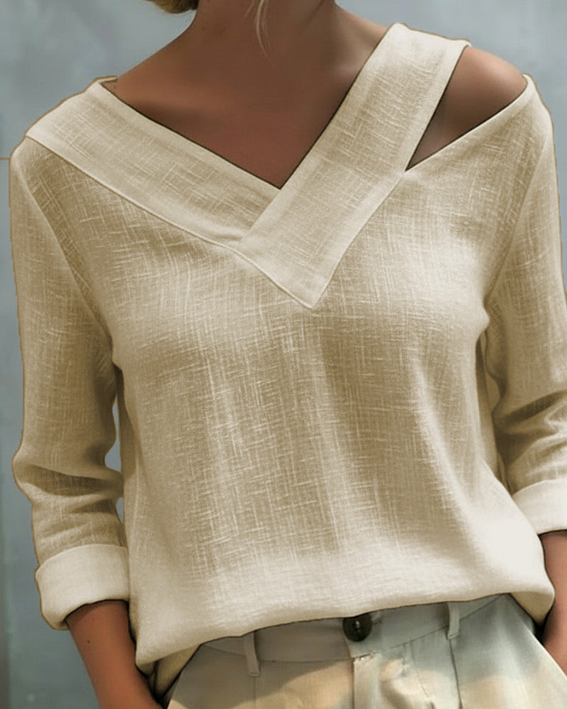 Makeeta | Cold Shoulder Linen Womens Blouse