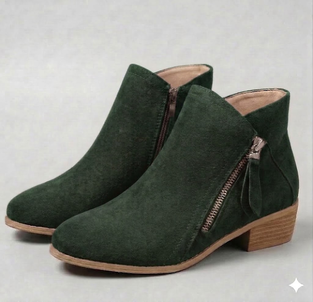 Arely | Ankle Boots with Side Zipper and Block Heel