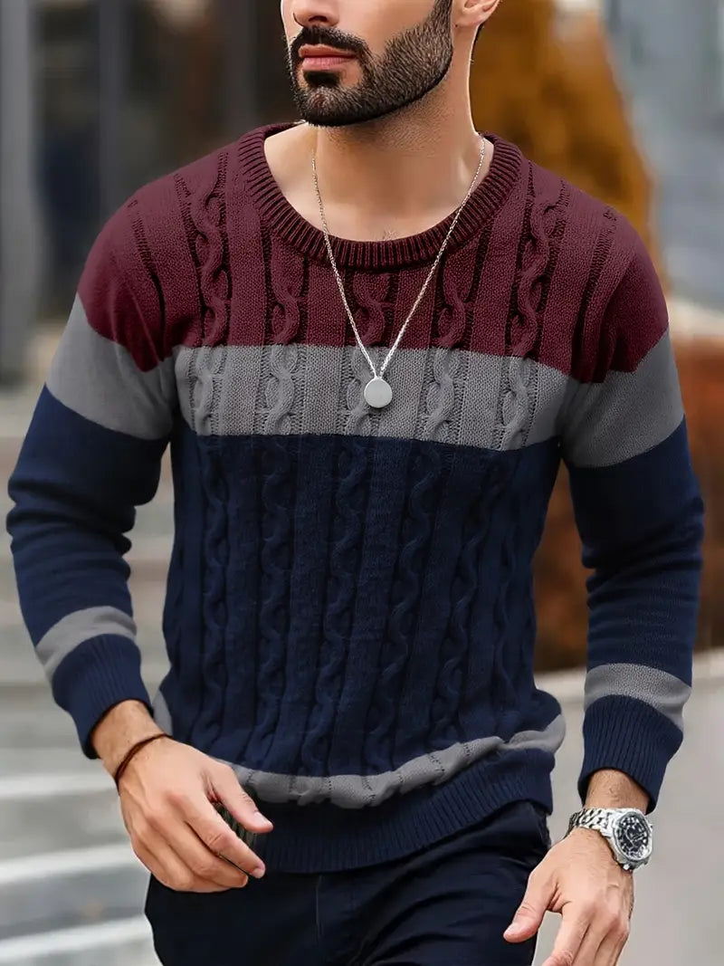 Watkins | Knitted Cable Crew Neck Sweater