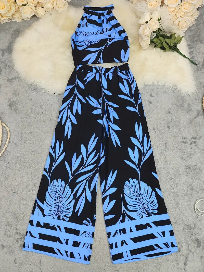 Zirina | Tropical Print Halter Two Piece Set