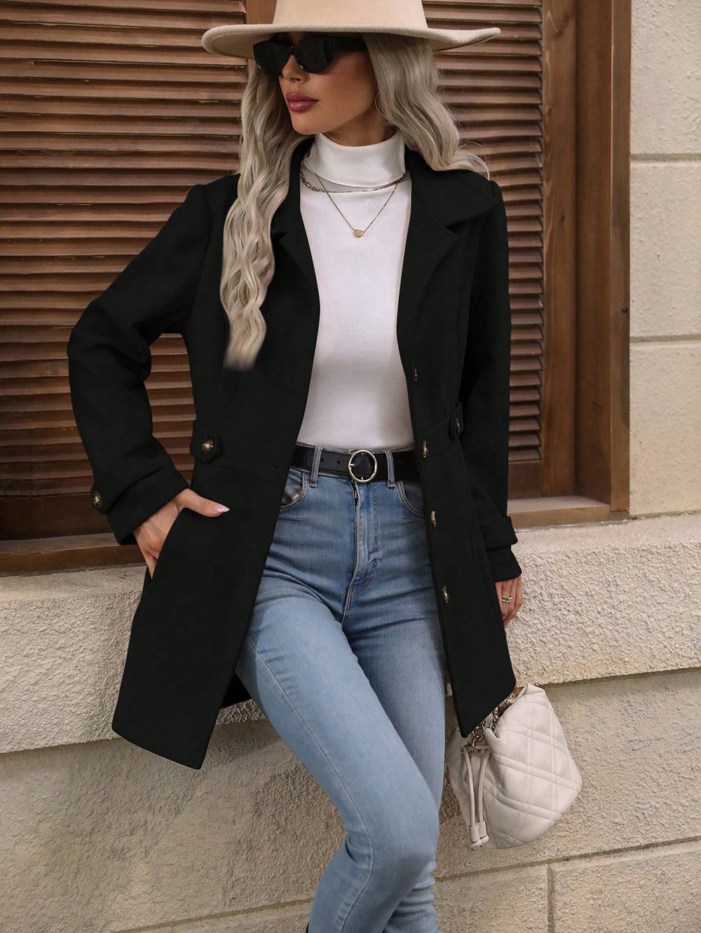 Dusanka | Cape Coat High Collar Belted Wide Sleeves