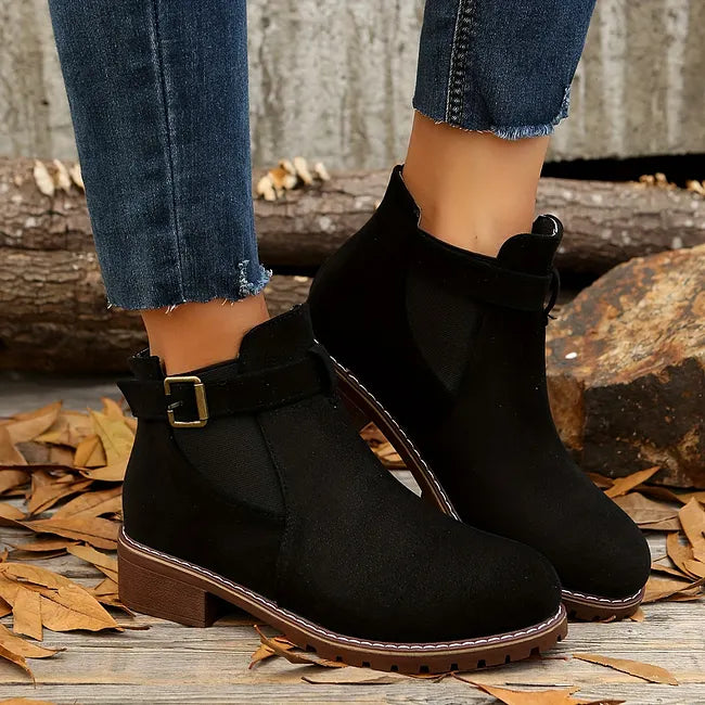 Veloella | Ankle Boots with Buckle Strap and Elastic