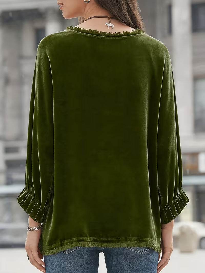 Petunia | Velvet Long Sleeve Loose Fit Top