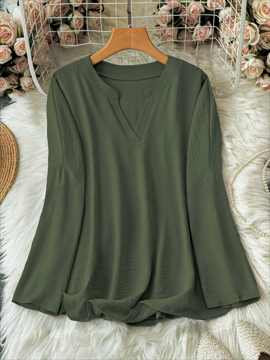 Shawna | V Neck Long Sleeve Relaxed Blouse