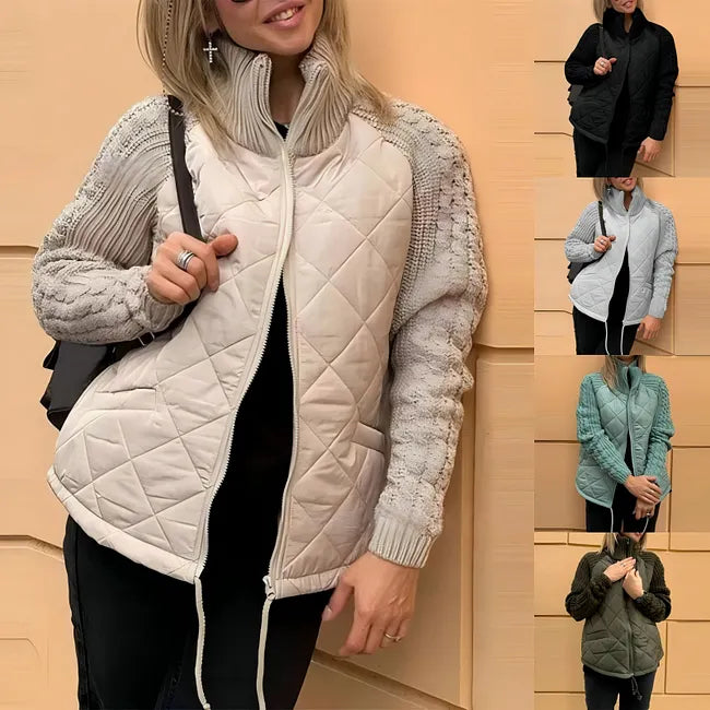 Daphne | Quilted Jacket with Knitted Sleeves