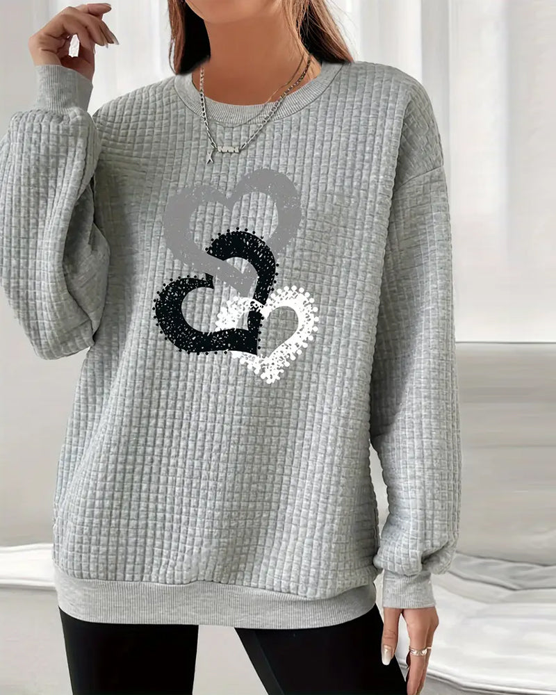 Catherine | Textured Sweatshirt with Heart Graphic