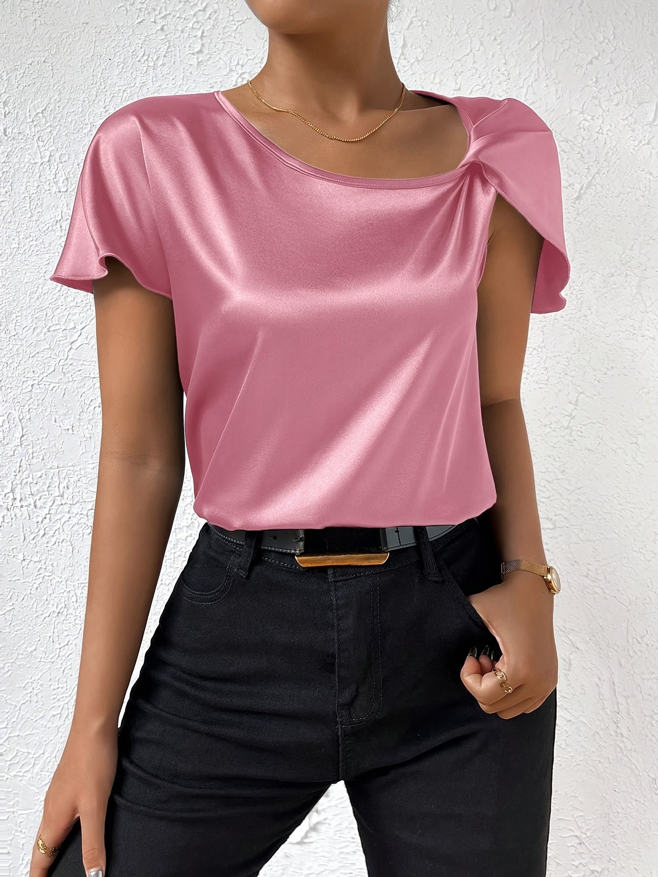 Loretta | Satin-Look Cape Sleeve Blouse