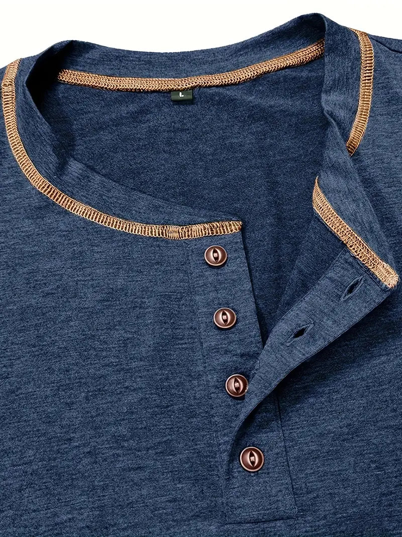 Orazio | Short Sleeve Henley Neck T-Shirt