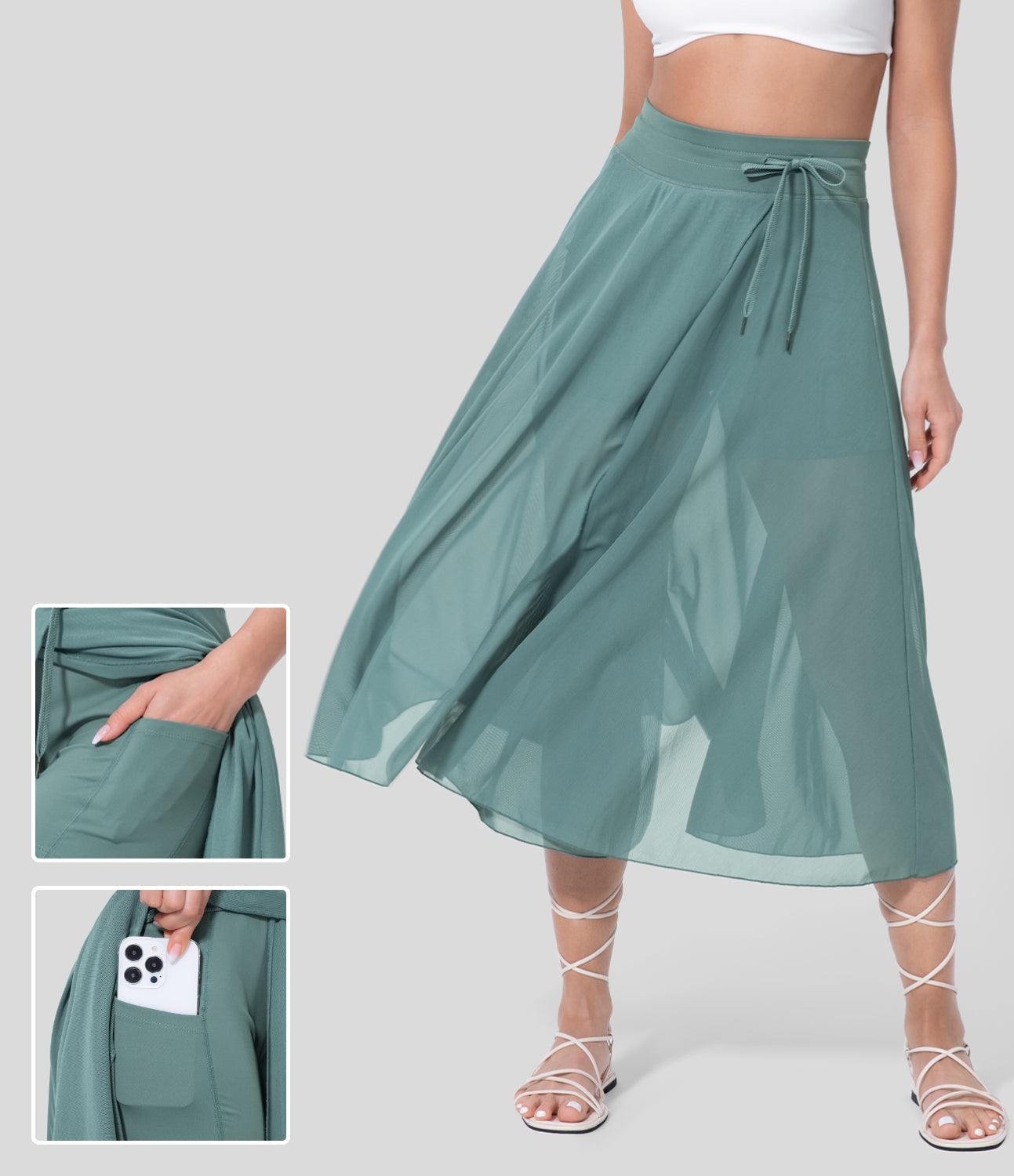 Eliara - High Waisted 2 In 1 Wrap Skirt Shorts