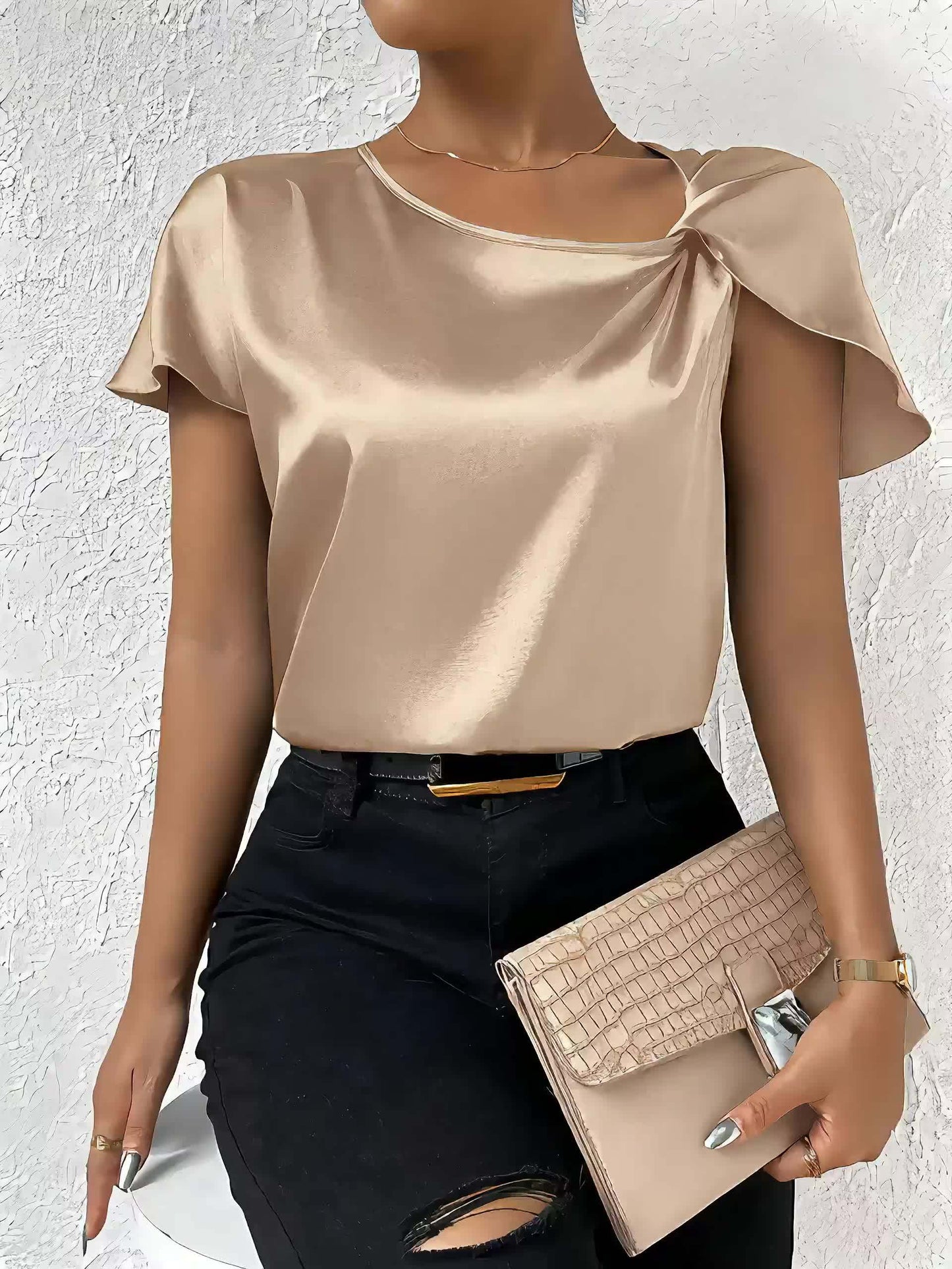 Loretta | Satin-Look Cape Sleeve Blouse