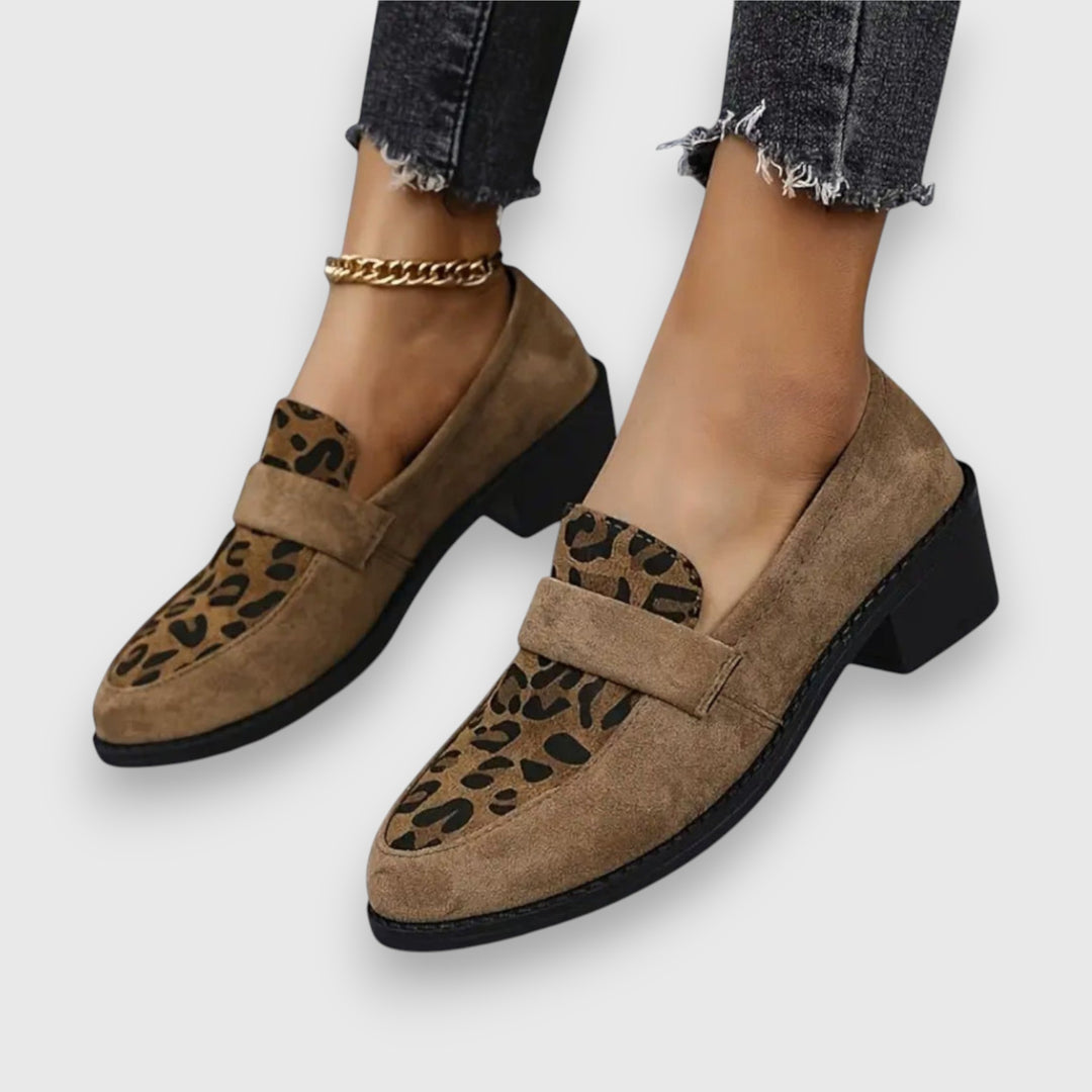 Lucyna | Leopard Print Block Heel Loafers