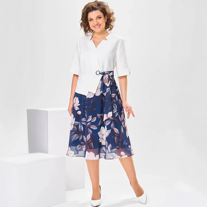 Barnes | Floral Midi Dress With White Jacket